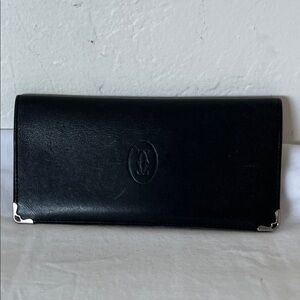 Cartier Black Leather Continental Wallet with Bordeaux Leather Interior Unisex